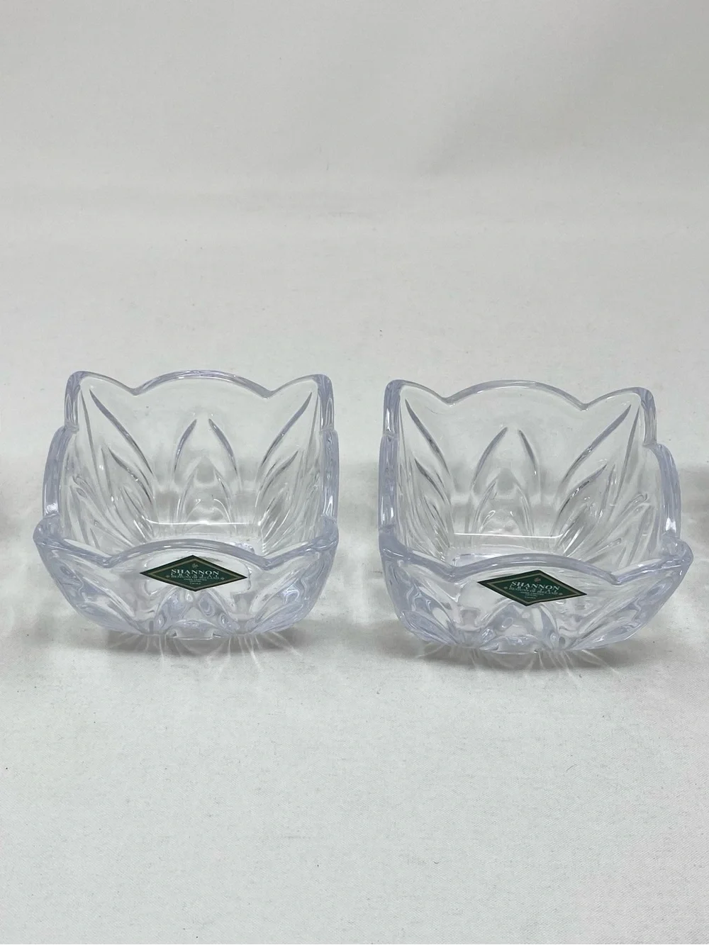 Shannon Crystal Clear Glass Floral Square Serving Bowls - Set of 4